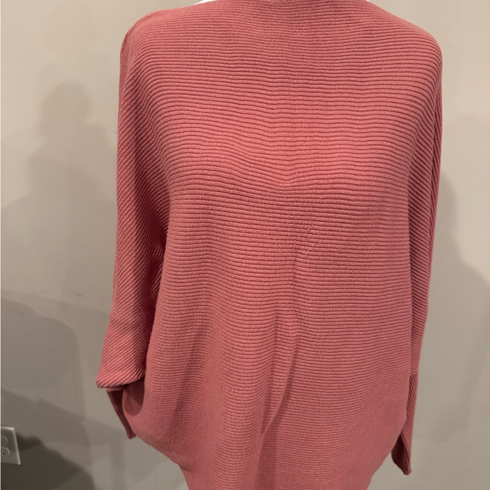 Women's Dusty Rose Ribbed Boatneck Sweater with Raglan Sleeve PHILOSOPHY size XL